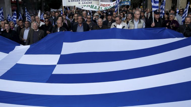 הפגנה ביוון (צילום: רויטרס)