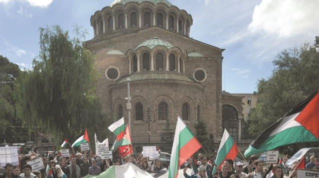 הפגנה אנטי ישראלית בבולגריה (צילום: AFP)