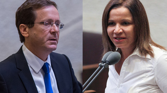 יצחק הרצוג ושלי יחימוביץ' (צילום: מעריב אונליין)