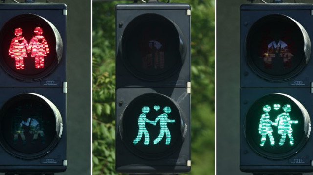 רמזורים עליזים בעיר לינץ (צילום: רויטרס)