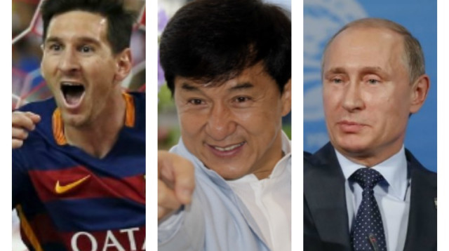 ולדימיר פוטין, ג'קי צ'אן וליונל מסי (צילום: רויטרס)