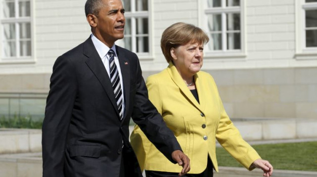 נשיא ארה"ב ברק אובמה וקנצלרית גרמניה אנגלה מרקל בהאנובר (צילום: רויטרס)