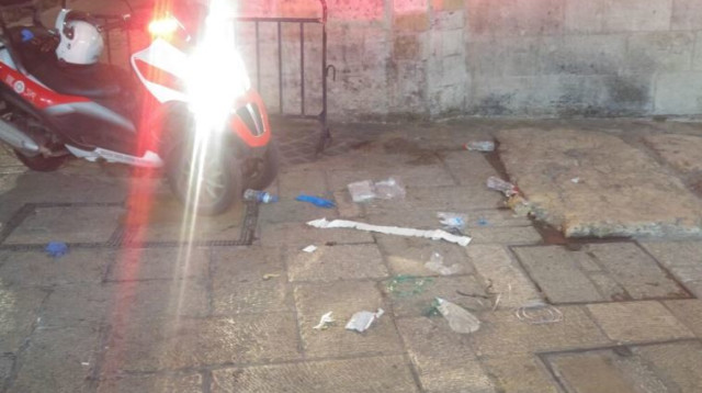 זירת פיגוע הדקירה ליד שער אריות (צילום: דוברות מד"א)