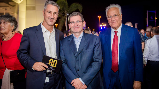 יצחק מנור, דורי מנור, ז'אן כריסטוף קומר (צילום: גדי סיירה)