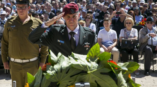יאיר גולן בטקס לזכר נספי השואה (צילום: אוליבייר פיטוסי, פלאש 90)