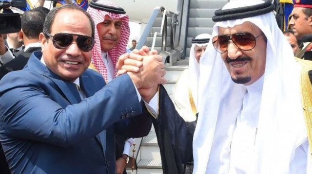 נשיא מצרים א-סיסי ומלך סעודיה סלמן (צילום: AFP)