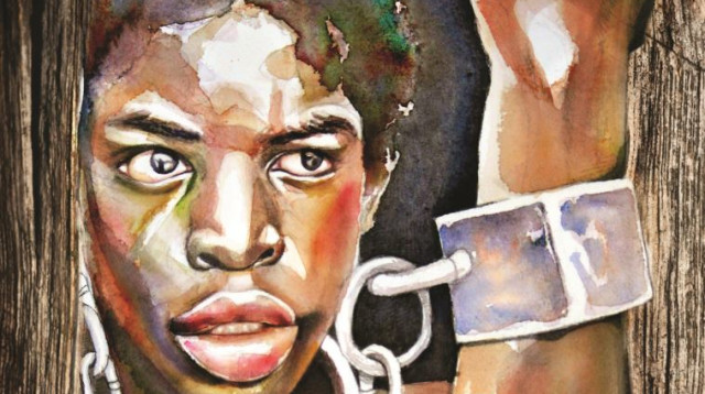 קונטה קינטה הצעיר (לוואר ברטון). סיפור חטיפתם של אפריקאים  (צילום: איור: נעמי ליס־מיברג)