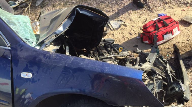 תאונה בין רכב לאוטובוס בכביש 781 (צילום: דוברות מד"א מרחב אשר)