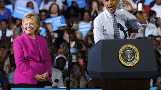 אובמה בעצרת תמיכה בהילרי קלינטון (צילום: רויטרס)