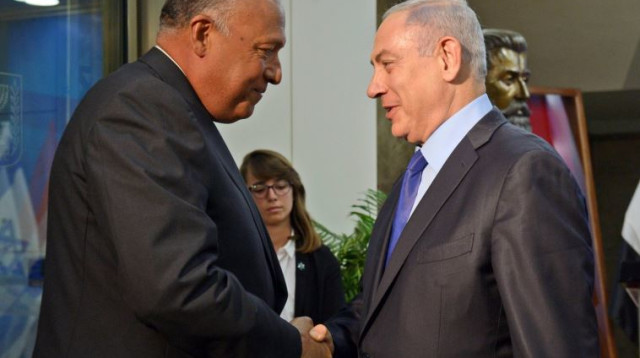 רה"מ נתניהו ושר החוץ המצרי סאמח שוקרי (צילום: חיים צח לע"מ)