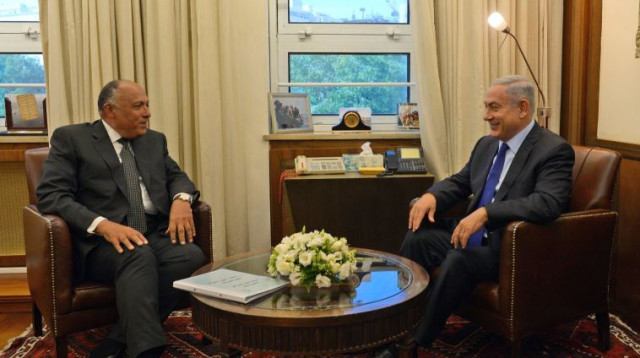 רה"מ נתניהו ושר החוץ המצרי סאמח שוקרי (צילום: חיים צח לע"מ)