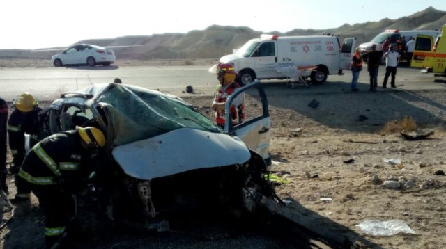 התאונה בכביש 90 (צילום: דוברות מד"א)