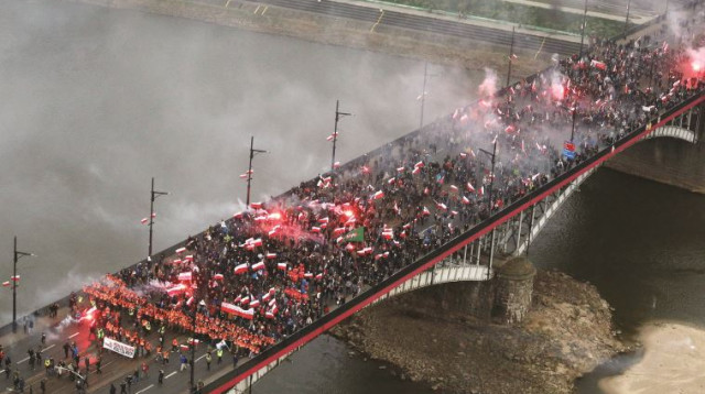 הפגנת הימין הקיצוני בפולין (צילום: רויטרס)