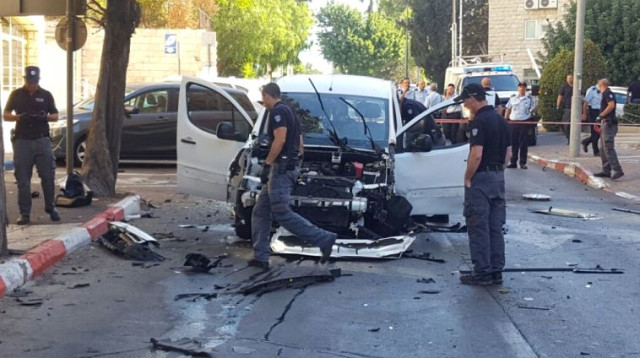 פיצוץ על רקע פלילי בירושלים (צילום: חטיבת דובר המשטרה)