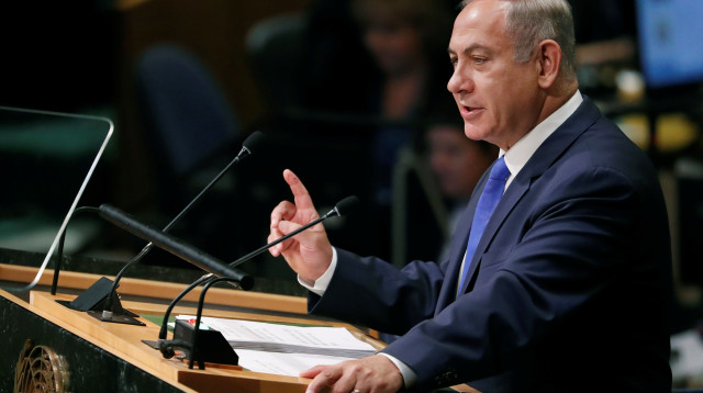 בנימין נתניהו בנאומו באו''ם (צילום: רויטרס)