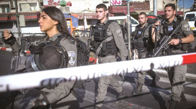 זירת פיגוע הדקירה במזרח ירושלים (צילום: יונתן זינדל, פלאש 90)