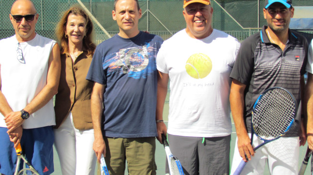 אנדי רם, גיא ידלין, רן שחם, קלוד ברייטמן, גיא גיסין (צילום: המרכז לטניס בישראל)