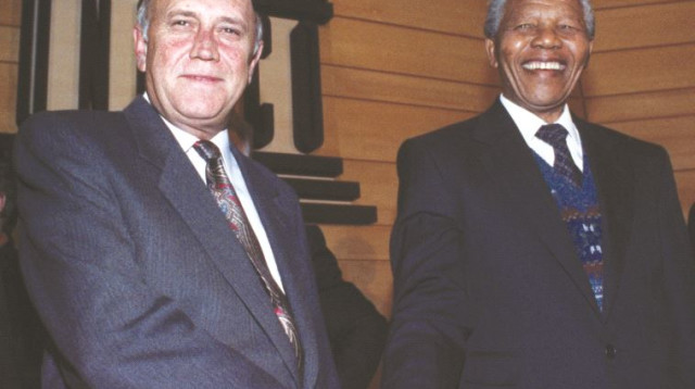 נלסון מנדלה ופרדריק וו. דה קלארק (צילום: רויטרס)