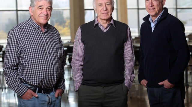 פסטרנק (מימין), דורמן ו-וולה. הפילהרמונית (צילום: אריאל בשור)