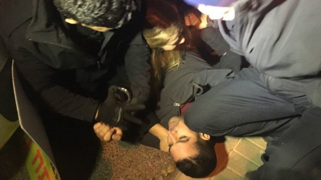 מני נפתלי נעצר בהפגנה (צילום: דורון צברי)