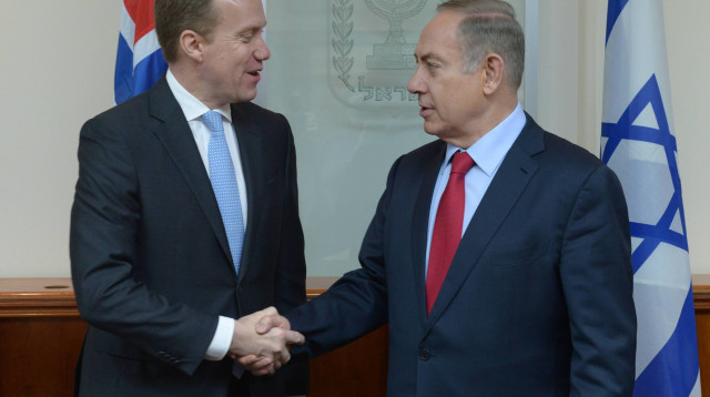 ראש הממשלה בנימין נתניהו ושר החוץ הנורבגי בורגה ברנדה (צילום: עמוס בן גרשום, לע"מ)