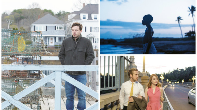 מימין למעלה בכיוון השעון: אור ירח, לה לה לנד, מנצ'סטר ליד הים (צילום: קולנוע לב, יונייטד קינג, יח"צ)