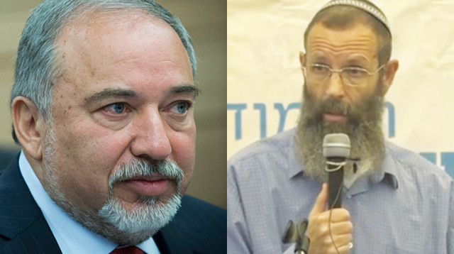 הרב יגאל לוינשטיין, אביגדור ליברמן (צילום: פלאש 90)