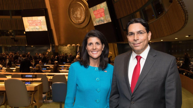 דני דנון וניקי היילי (צילום: שחר עזרן)