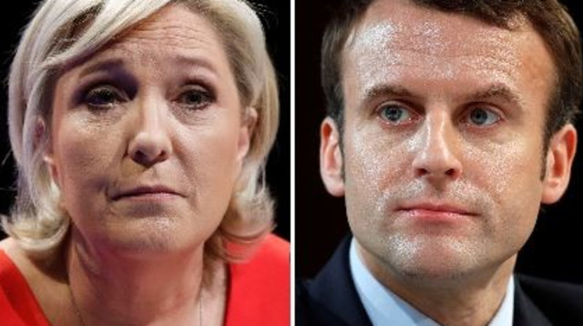 עמנואל מקרון ומארין לה פן (צילום: רויטרס)