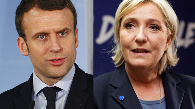 עמנואל מקרון, מארין לה פן (צילום: Getty images)