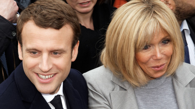עמנואל מקרון ואשתו (צילום: Getty images)