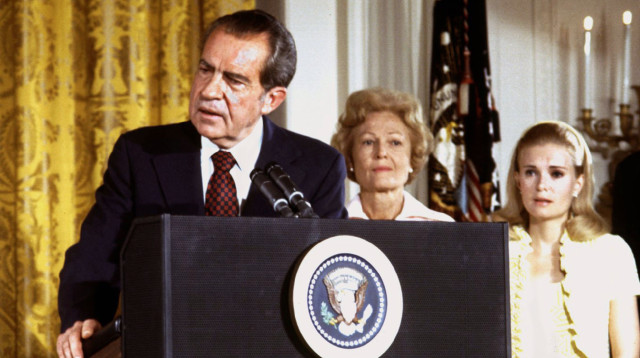 ריצ'רד ניקסון מודיע על התפטרותו  (צילום: רויטרס)