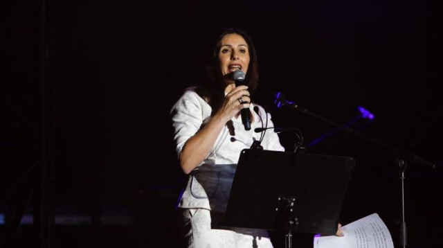 מירי רגב נואמת בפסטיבל ישראל (צילום: גיא יחיאלי)