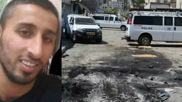 מקום שריפת הניידת בכפר קאסם (צילום: אבשלום ששוני)