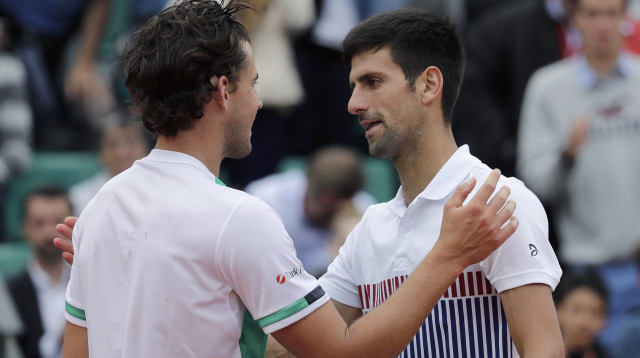 נובאק ג'וקוביץ' (מימין) ודומיניק ת'ים (צילום: AFP)