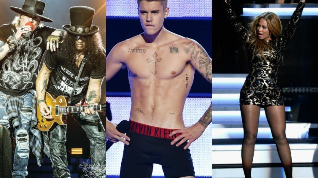 ביונסה, ג'סטין ביבר ואנז אנד רוזס (צילום: Getty images,יח"צ)