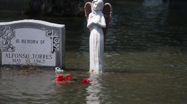 בית קברות מוצף בטקסס בעקבות הוריקן "הארווי" (צילום: רויטרס)