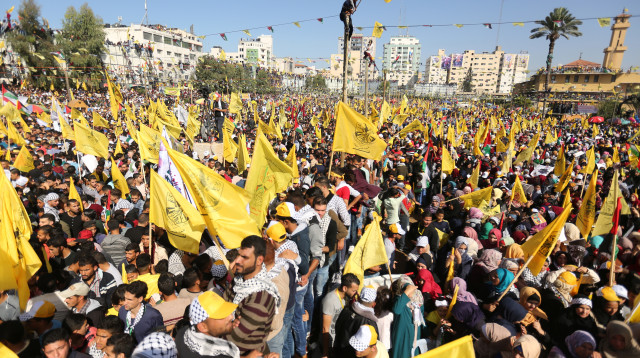 עצרת בעזה לזכר יאסר עראפת (צילום: AFP)