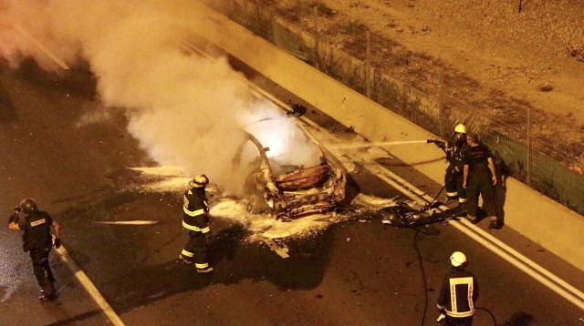 חיסול במחלף קק"ל (נתיבי איילון) (צילום: אבשלום ששוני)