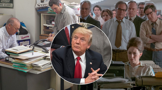 ספוטלייט, העיתון, בתמונה הקטנה: דונלד טראמפ (צילום: באדיבות פורום פילם,באדיבות יס,Getty images)