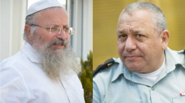 הרמטכ"ל גדי איזנקוט והרב שמואל אליהו (צילום: יונתן זינדל, פלאש 90)