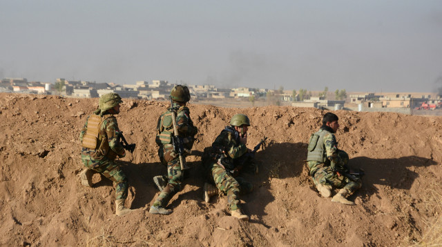 כוחות כורדים ליד מוסול (צילום: רויטרס)