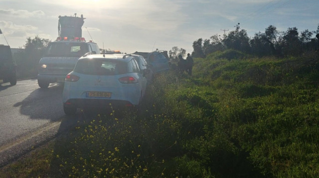 זירת אירוע הדריסה בשומרון  (צילום: TPS)