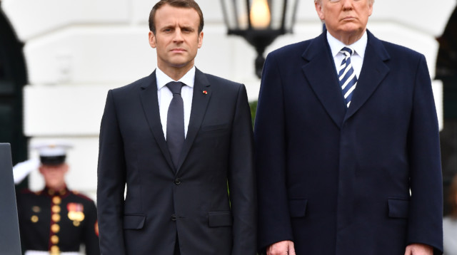 עמנואל מקרון ודונלד טראמפ (צילום: AFP)