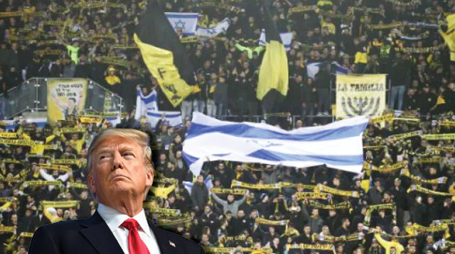 אוהדי בית"ר ירושלים ודונלד טראמפ (צילום: דני מרון,רויטרס)