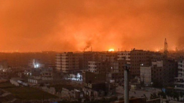 תקיפה בסוריה (צילום: רשתות ערביות)