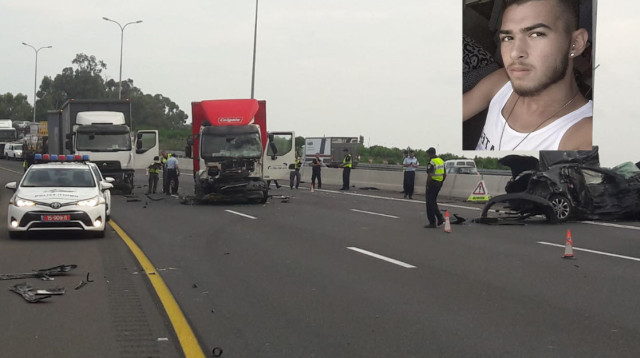 שחר רובילר וזירת התאונה בה נהרג בכביש החוף (צילום: דוברות מד"א,פייסבוק)