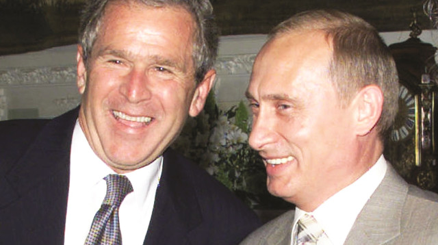 ולדימיר פוטין, ג'ורג' בוש (צילום: רויטרס)