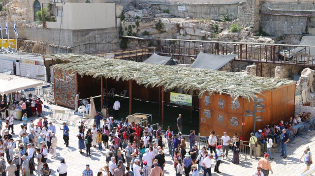 סוכות בכותל המערבי (צילום: הקרן למורשת הכותל)