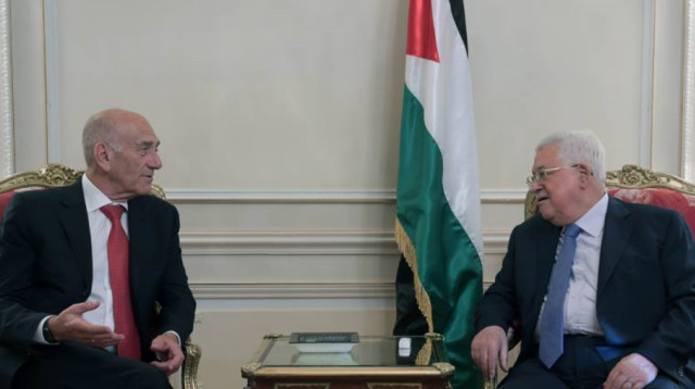 אבו מאזן, אהוד אולמרט (צילום: רשתות ערביות)